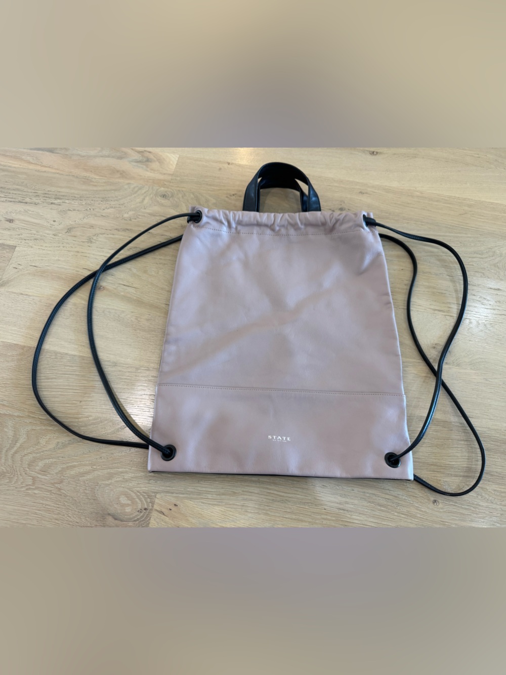STATE Bags Lee Drawstring Backpack  blush pink / black leather - Picture 12 of 13